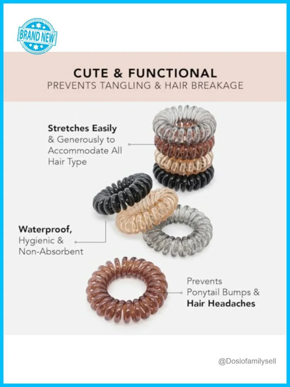 Spiral Hair Ties No Damage, Creaseless Ponytail Holders for Thick and Thin Hair